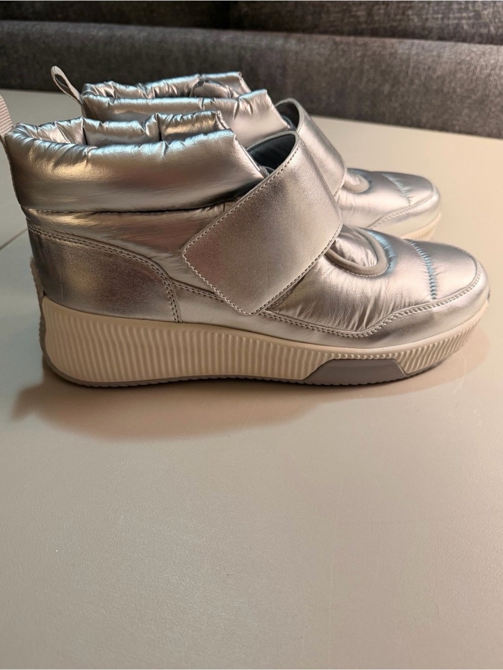 Nine West Women's Metallic Silver High-Top Slip-On Sneakers